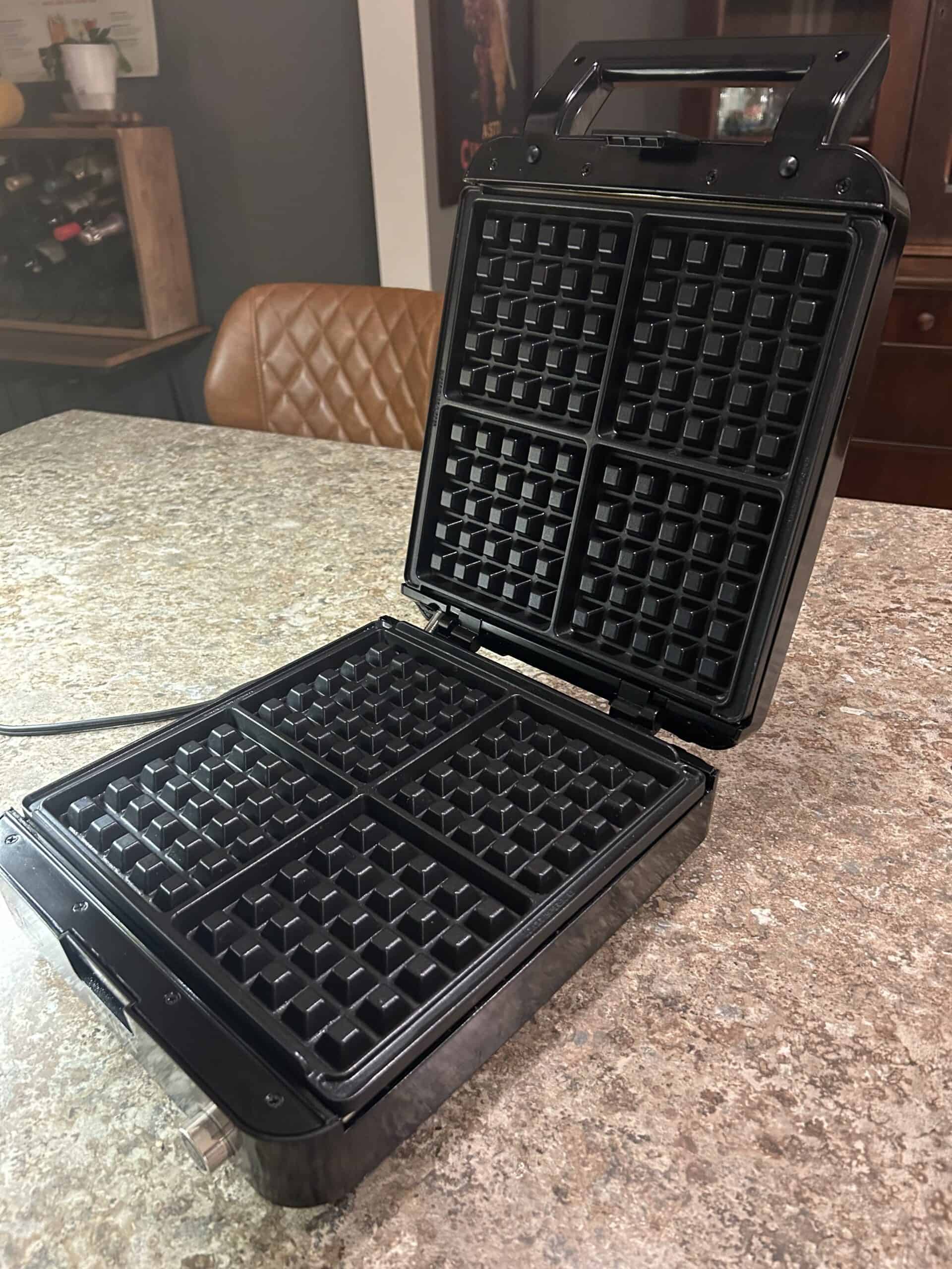 Krup Waffle Maker with Removable Plates, shown with the lid open