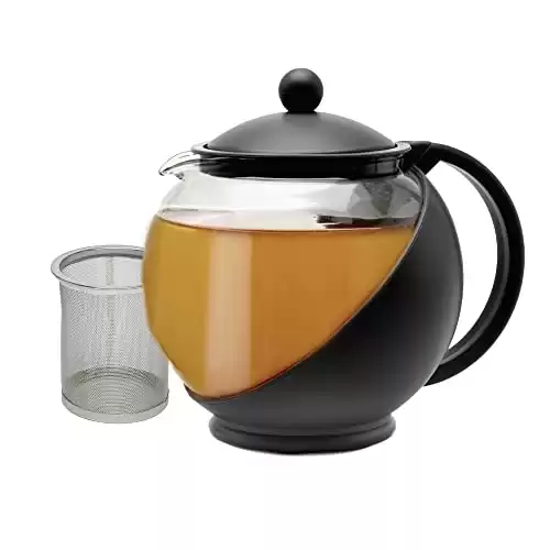 Glass Half Moon Teapot with Removable Infuser, Stainless Steel Filter - 40oz