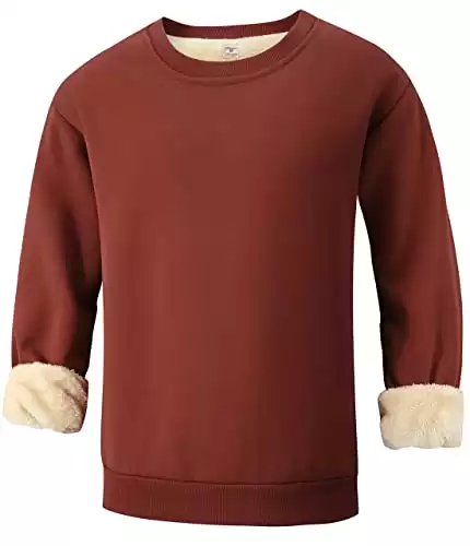 Men's Cozy Crewneck Sherpa Lined Fleece Sweatshirt
