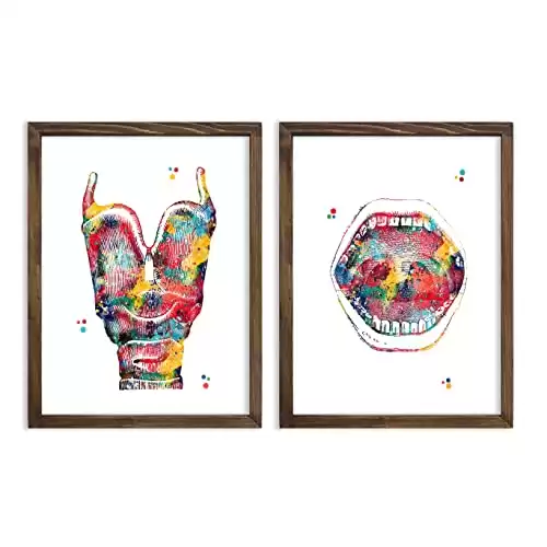 Larynx & Mouth Watercolor Art 8x10 Unframed Print Set