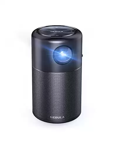 Anker NEBULA Capsule, Smart Wi-Fi Mini Projector, 100 ANSI Lumen Portable Projector, 360 Speaker, Movie Projector, 100 Inch Picture, 4Hr Video Playtime for Inside and Outside