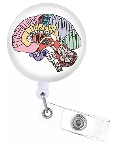 Brain Retractable Badge Reel with Alligator Clip (Lung Also Available)