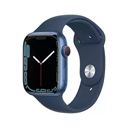 Apple Watch Series 7 (GPS + Cellular, 45mm) Blue Aluminum Case with Abyss Blue Sport Band, Regular (Renewed)