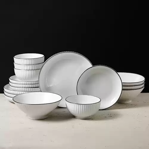 Christian Siriano Lustra 32-Piece Dinnerware Set Stoneware, White