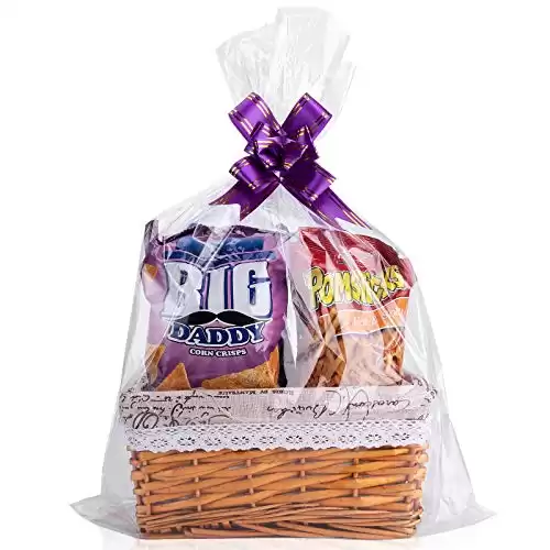 Large Clear Basket Bags, Set of 25 Packs, 16"x24"