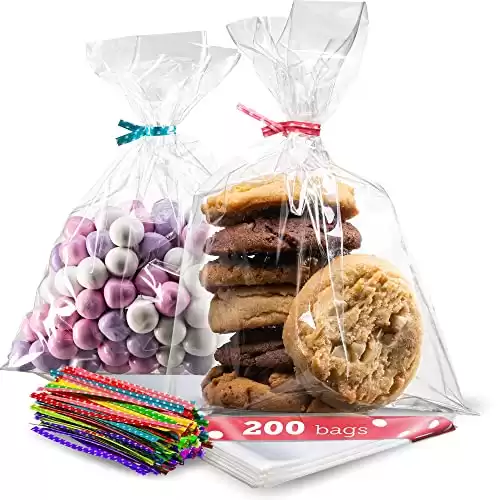 Clear Treat Bags with Ties, Set of 200