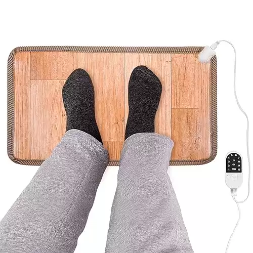Heated Floor Mat for Under Desk - Includes 3 Timers & Adjustable Temperature