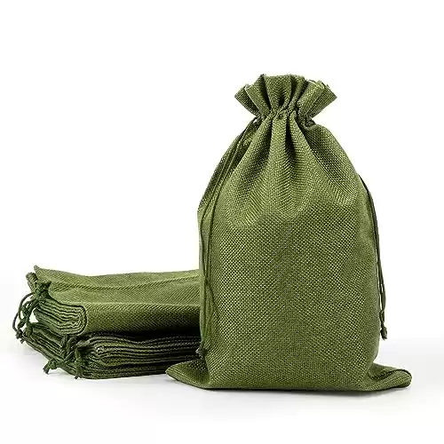 Burlap Bags with Drawstring, 10x14, Set of 10