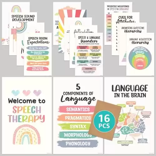 16 Speech Therapy Posters, 11x17in