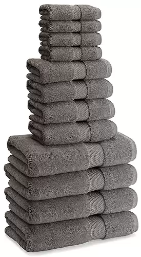 Kassatex Atelier 12 Piece Towel Set, 100% Turkish Cotton, Multiple Colors