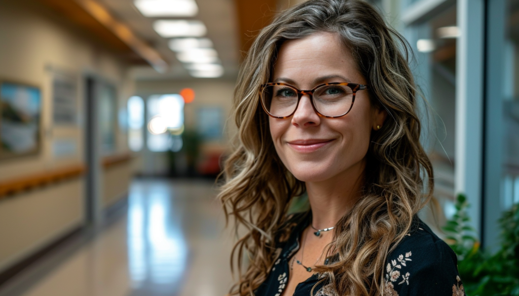 Speech-language pathologist smiling at the camera.