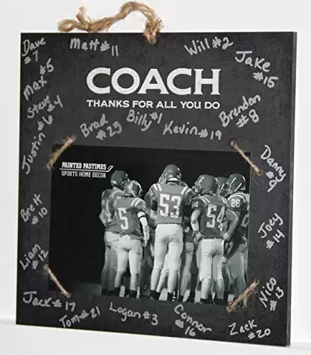 Coach appreciation frame, holds 4" x 6" picture, with pen for signing
