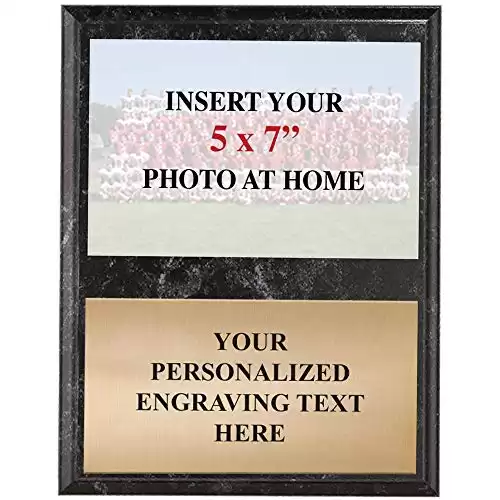 Personalized Black Marbleized Plaque, Holds Photo & Message