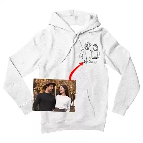 Hoodie with Custom Line Drawing Based on Your Photo