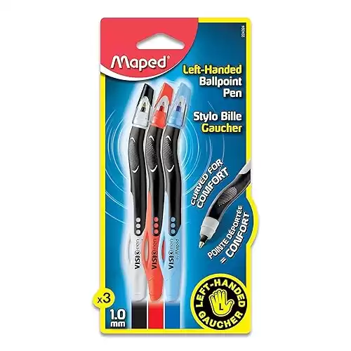 Left-Handed Quick-Drying Ballpoint Pen (3 Pack)