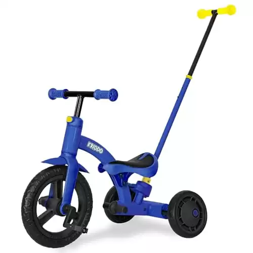 KRIDDO Kids Tricycle with Parent Steering Push Handle