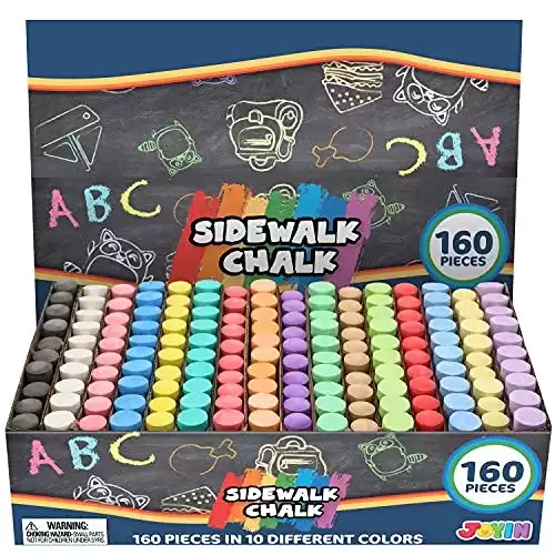 160-Piece Washable Sidewalk Chalk Set Non-Toxic